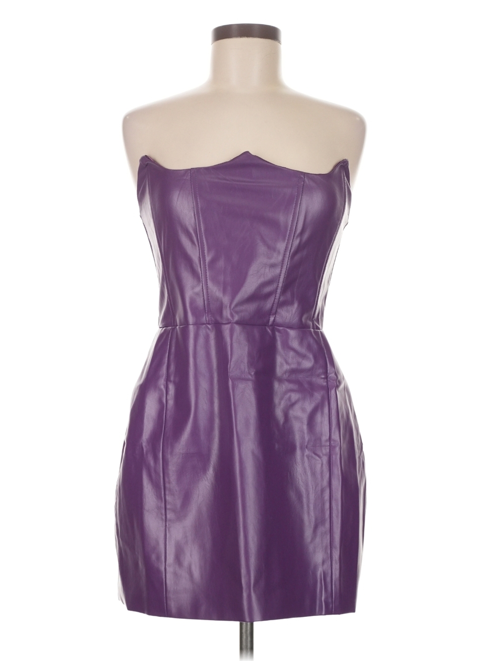 NWOT CIAO BY CC Issa Mini Dress Faux Leather Strapless Dress in Purple Medium